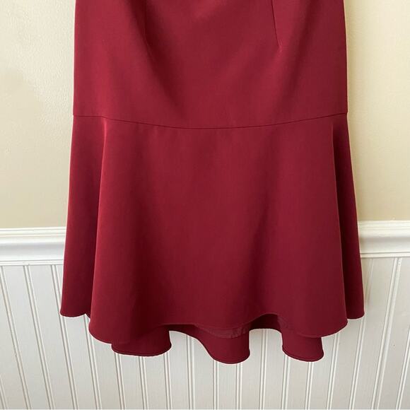 Milly | Bordeaux Italian Cady Nina Crepe Dress Off Shoulder Burgundy Red Size 2 - Picture 4 of 8